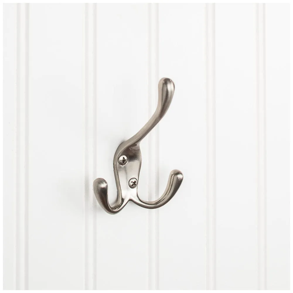 4" Satin Nickel Large Triple Prong Wall Mounted Hook