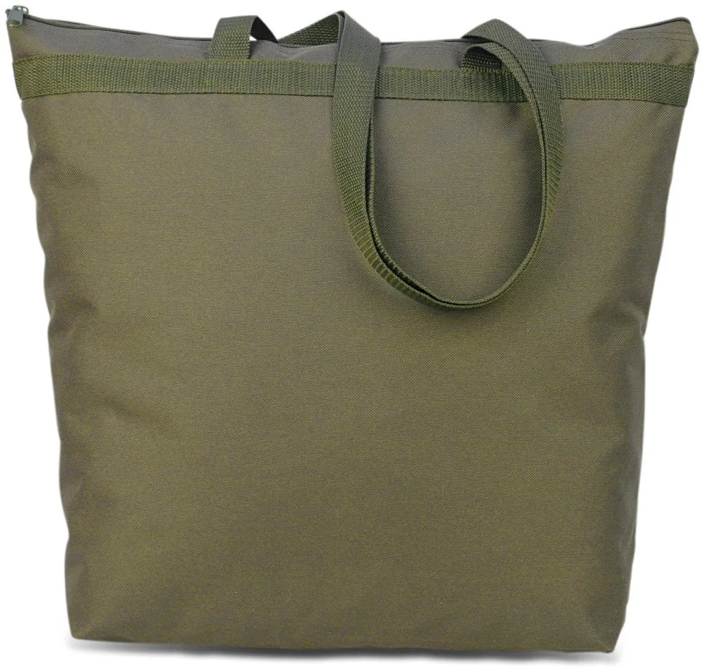 600 denier polyester large tote - olive Case of 48