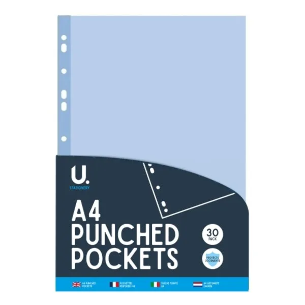 A4 Punched Pockets Files Pack of 30 P2426 (Large Letter Rate)