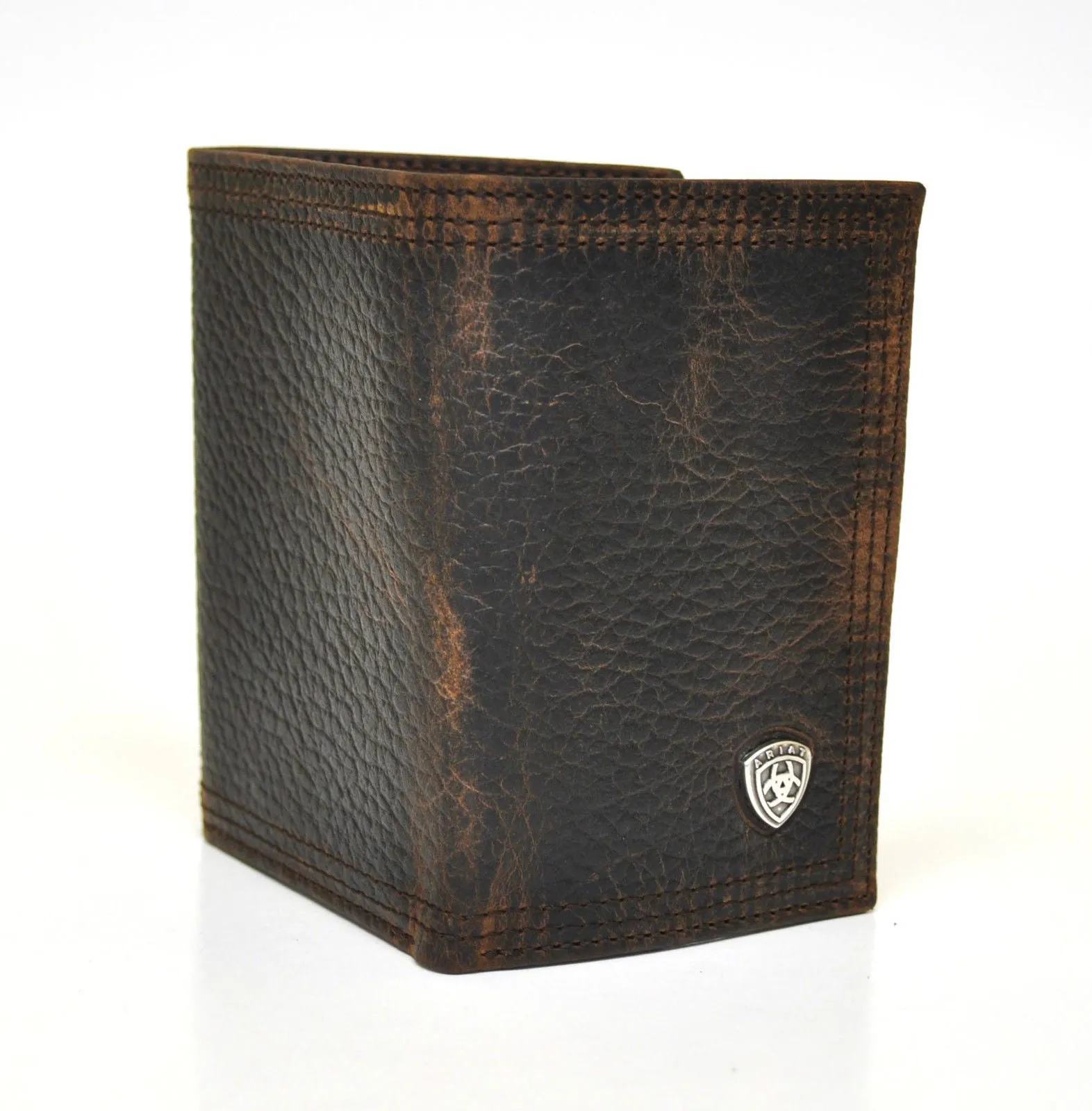 Ariat Work Performance Logo Dark Brown Trifold Leather Wallet