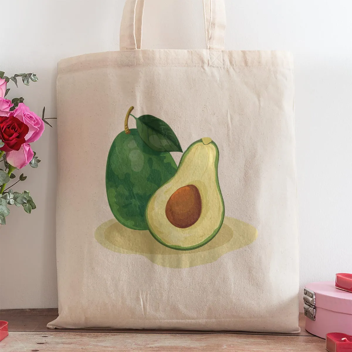 Avocados Large Canvas Tote Bag Grocery Totes