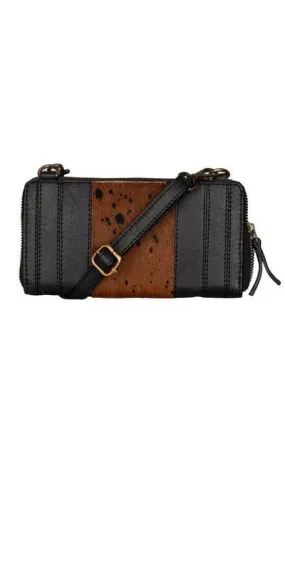 BAILEY GENUINE COWHIDE CONVERTIBLE CROSSBODY, BLACK