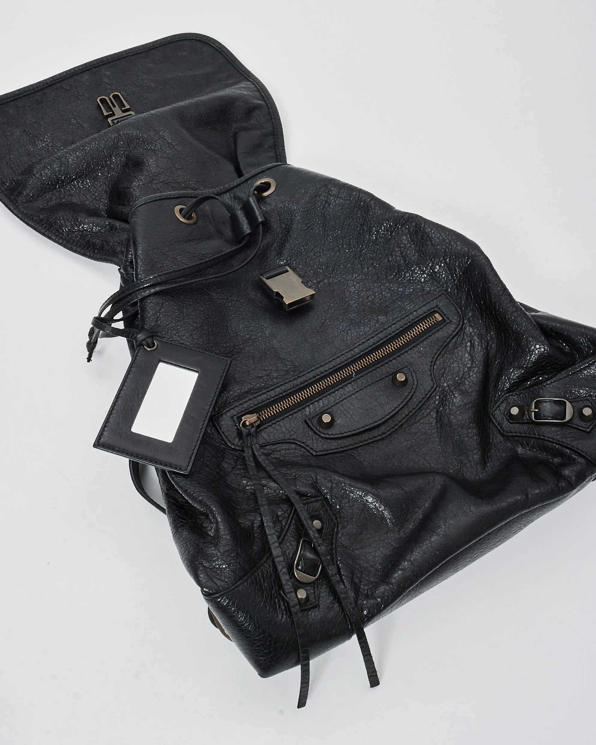 Balenciaga Black Leather Classic Traveller City Backpack