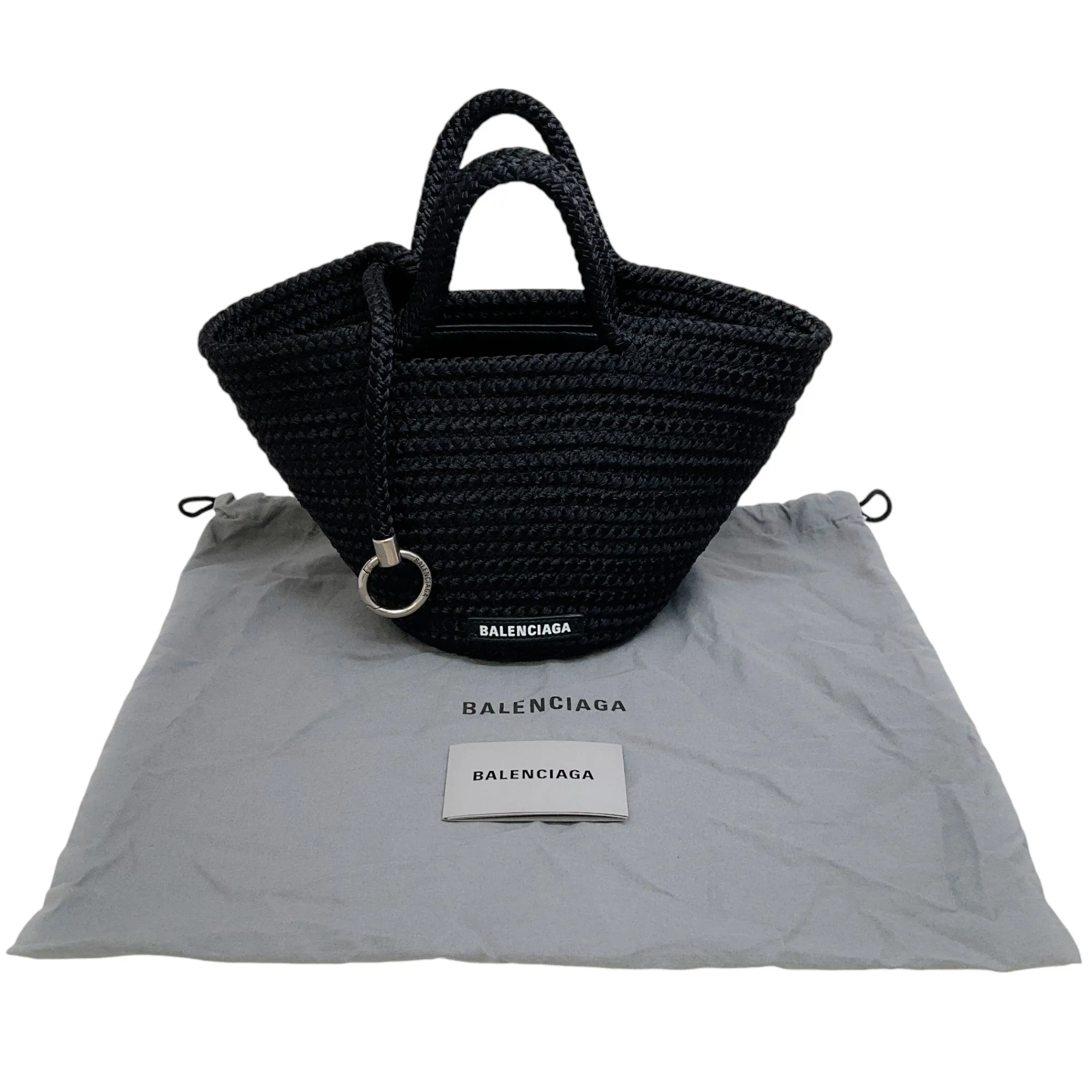 Balenciaga Black Woven Cord Ibiza Small Basket Bag