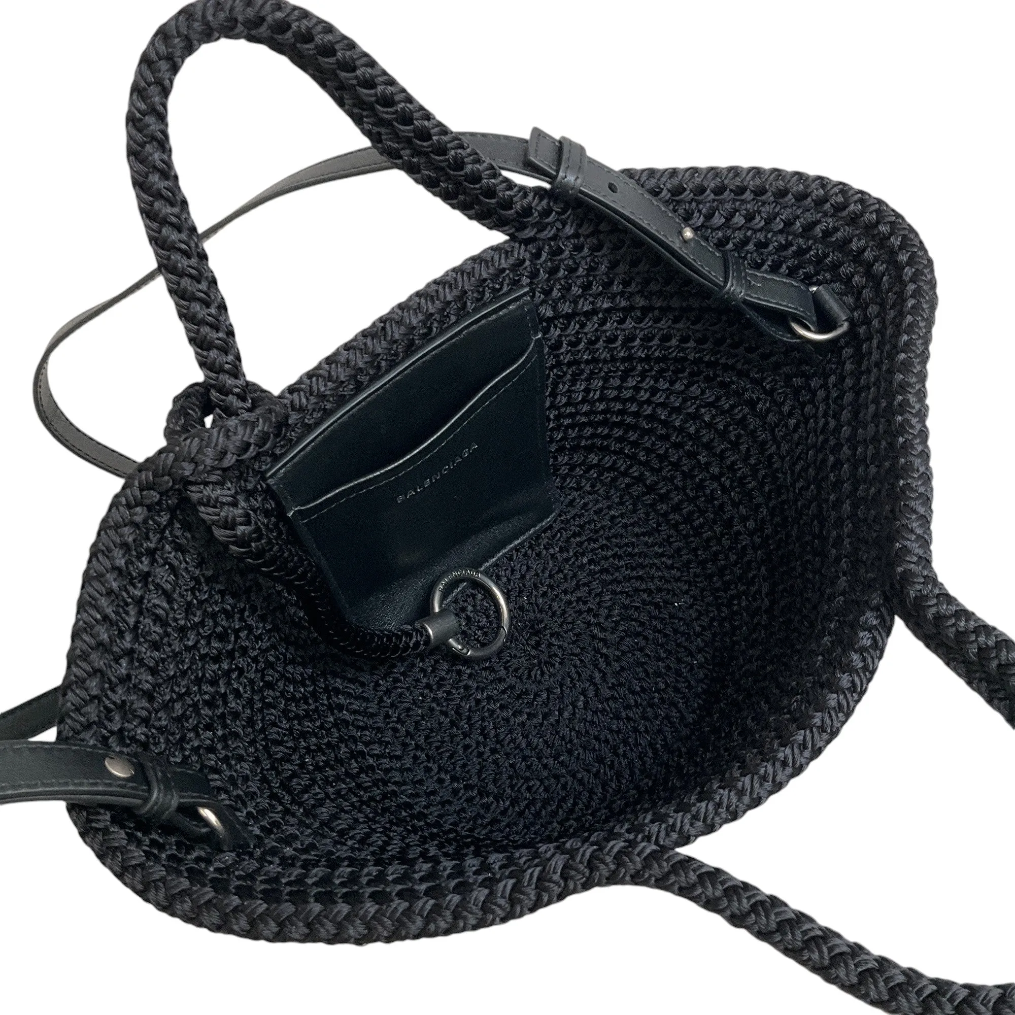 Balenciaga Black Woven Cord Ibiza Small Basket Bag