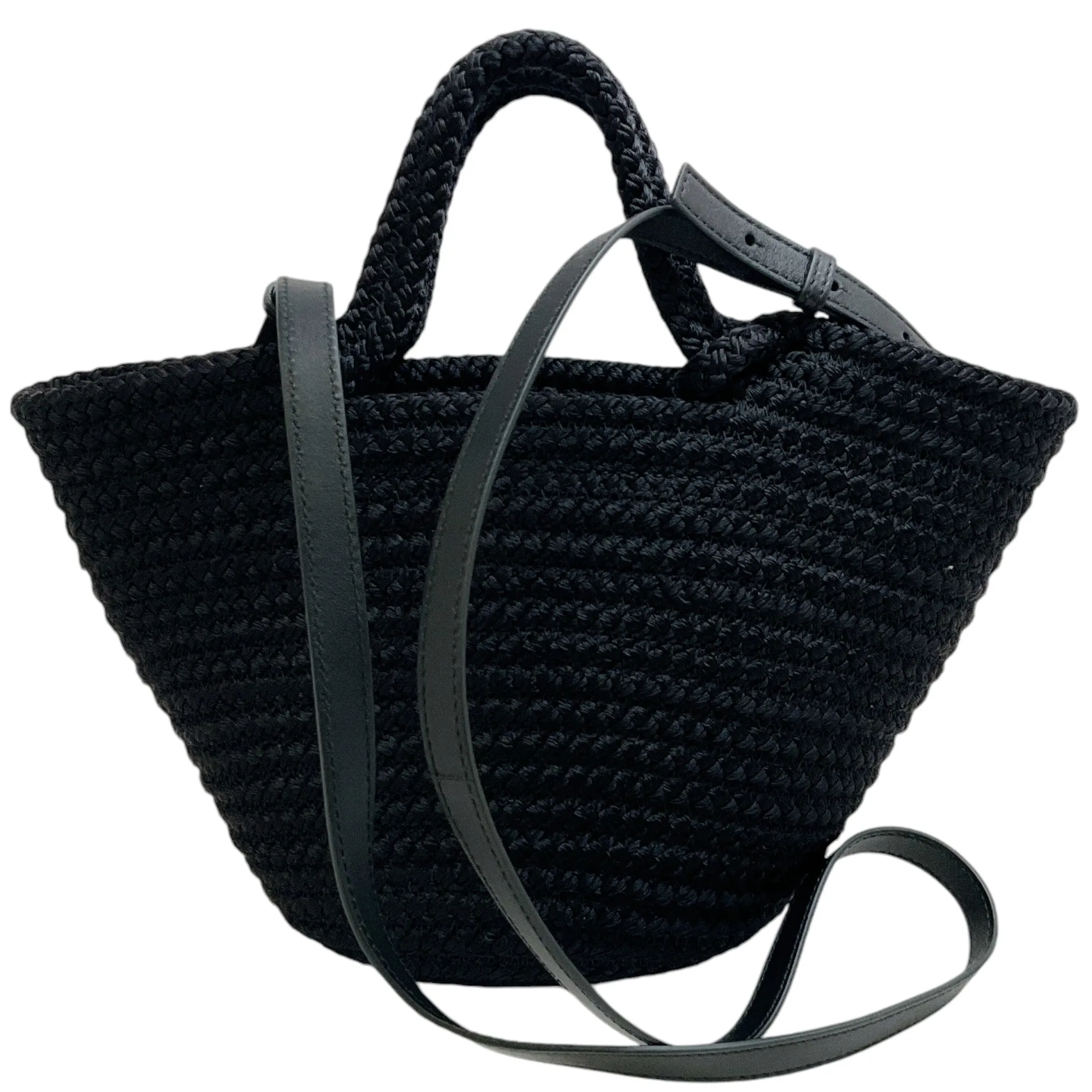 Balenciaga Black Woven Cord Ibiza Small Basket Bag