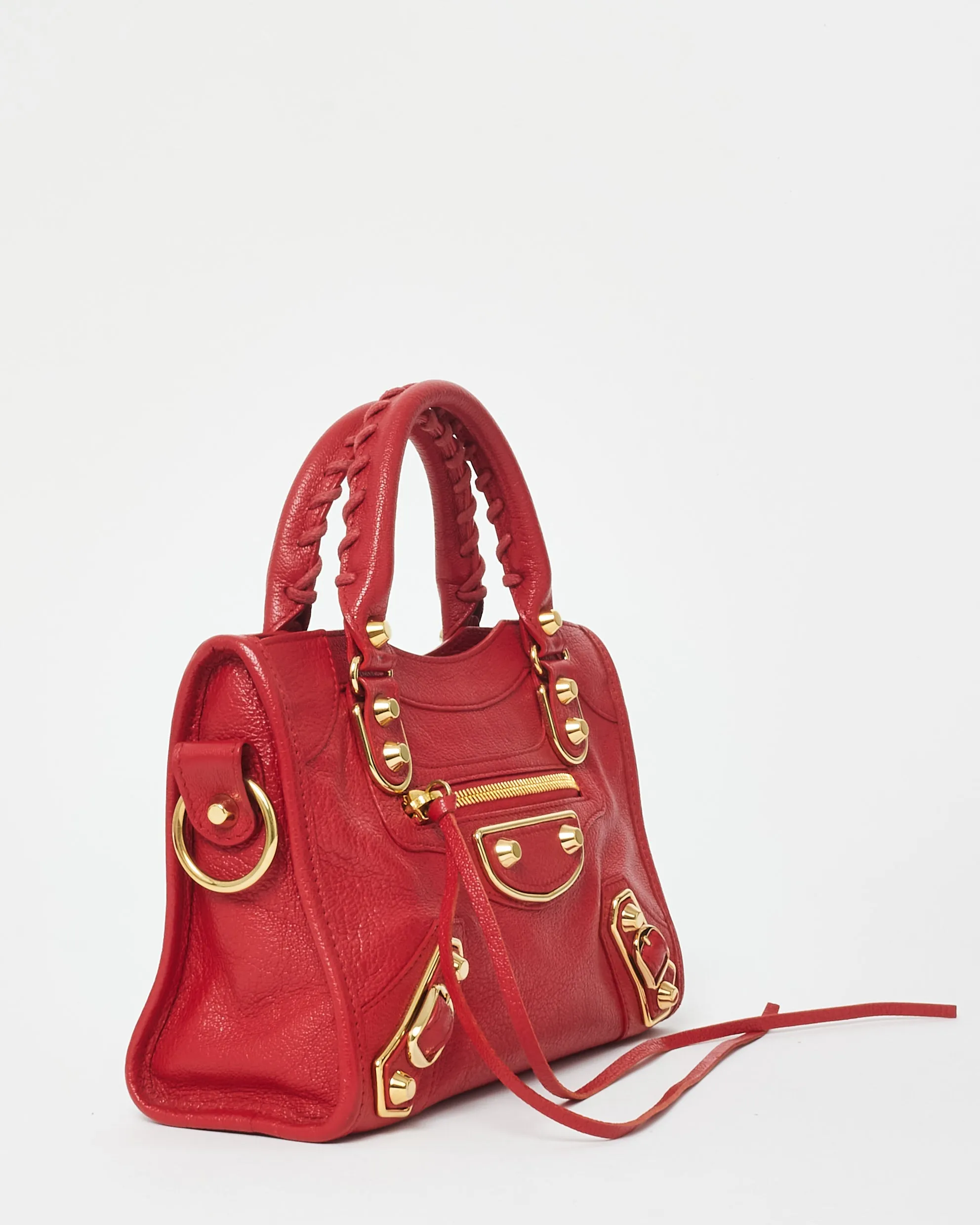 Balenciaga Red Leather Mini City Classic Edge Bag