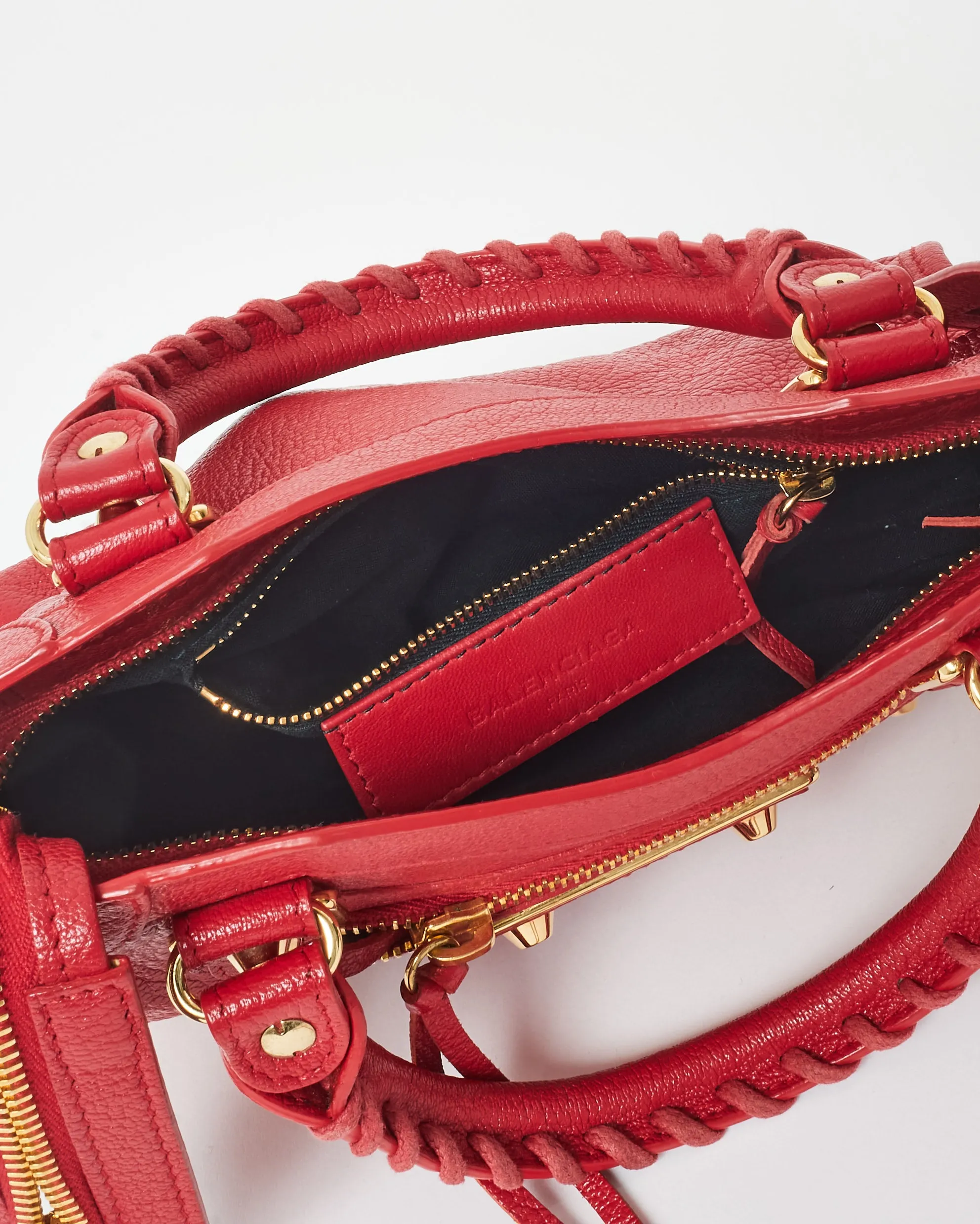 Balenciaga Red Leather Mini City Classic Edge Bag