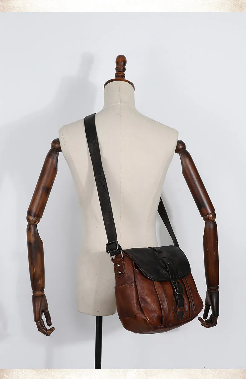 Best Coffee Leather Womens Shoulder Bag Vintage School Messenger Bag for Ladies