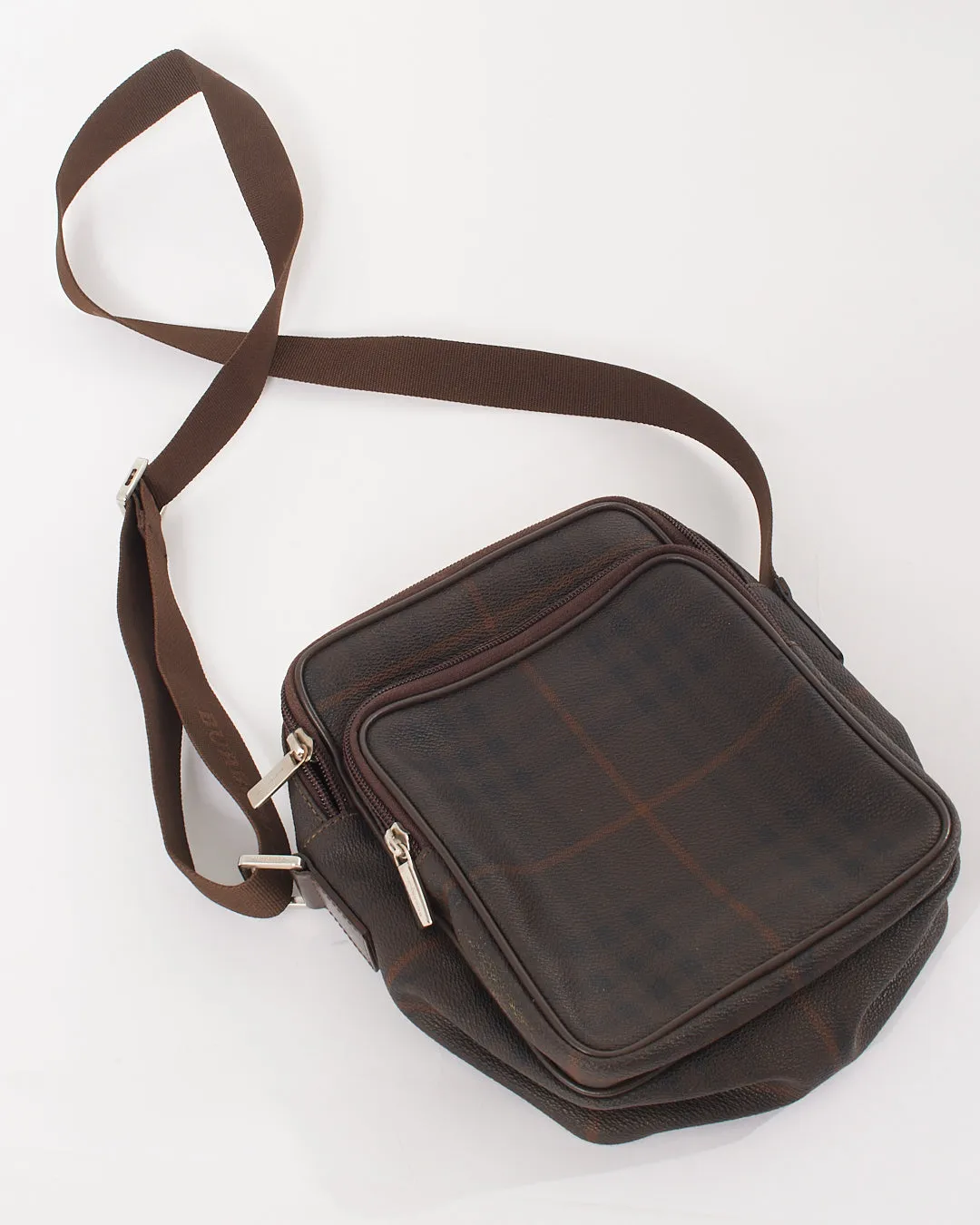 Burberry Brown Vintage Check Canvas Messenger Bag