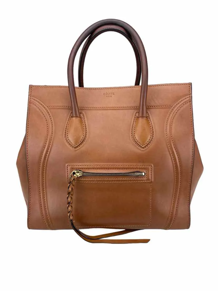 Celine Women's Luxury Phantom Luggage Medium Handbag Chestnut