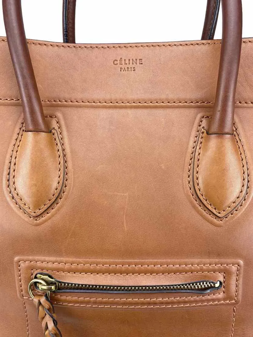 Celine Women's Luxury Phantom Luggage Medium Handbag Chestnut