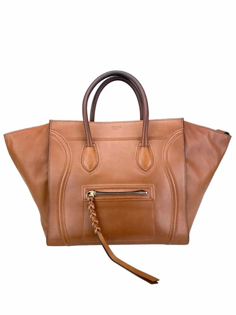 Celine Women's Luxury Phantom Luggage Medium Handbag Chestnut