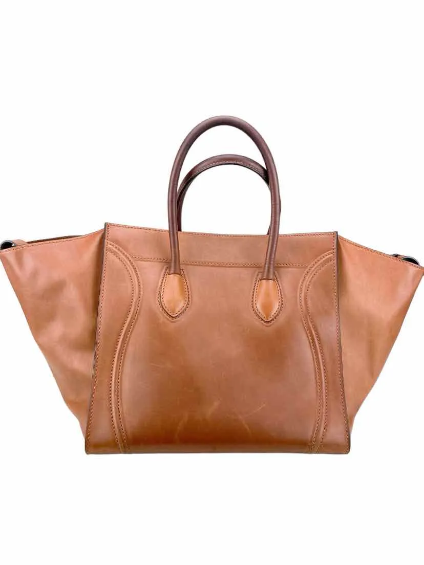 Celine Women's Luxury Phantom Luggage Medium Handbag Chestnut