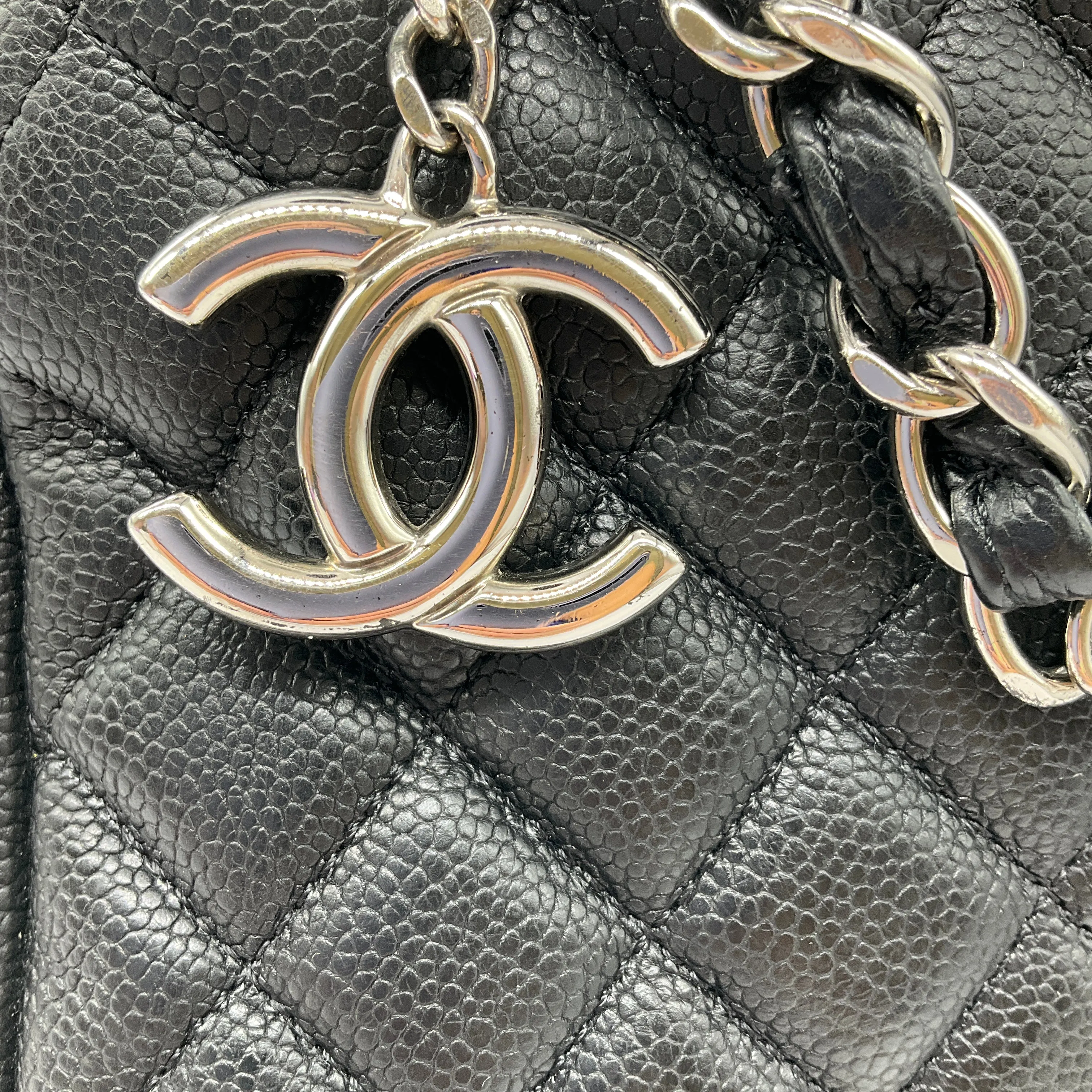 Chanel Black 2011 Quilted Caviar Leather Just Mademoiselle Handbag