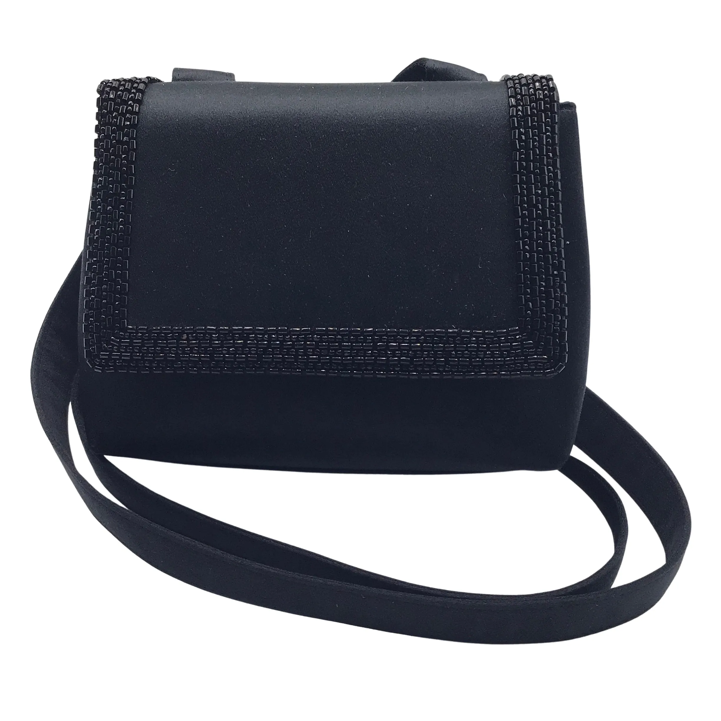 Chanel Black Bead Embellished Satin Mini Shoulder Bag