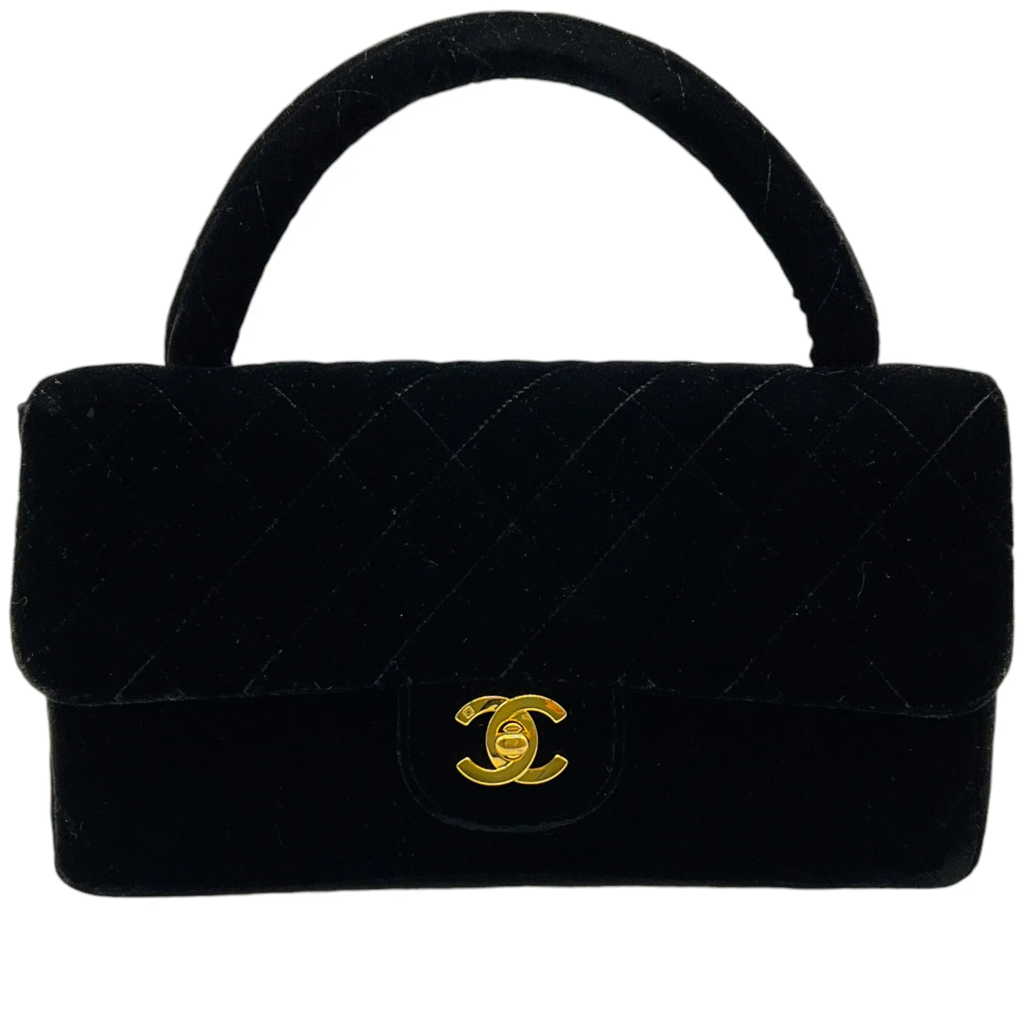 Chanel Vintage 1995 Black Velvet Classic Quilted Bag