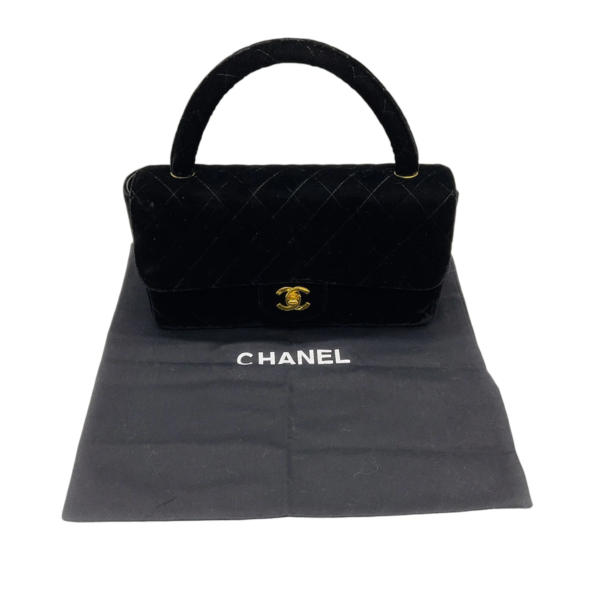 Chanel Vintage 1995 Black Velvet Classic Quilted Bag