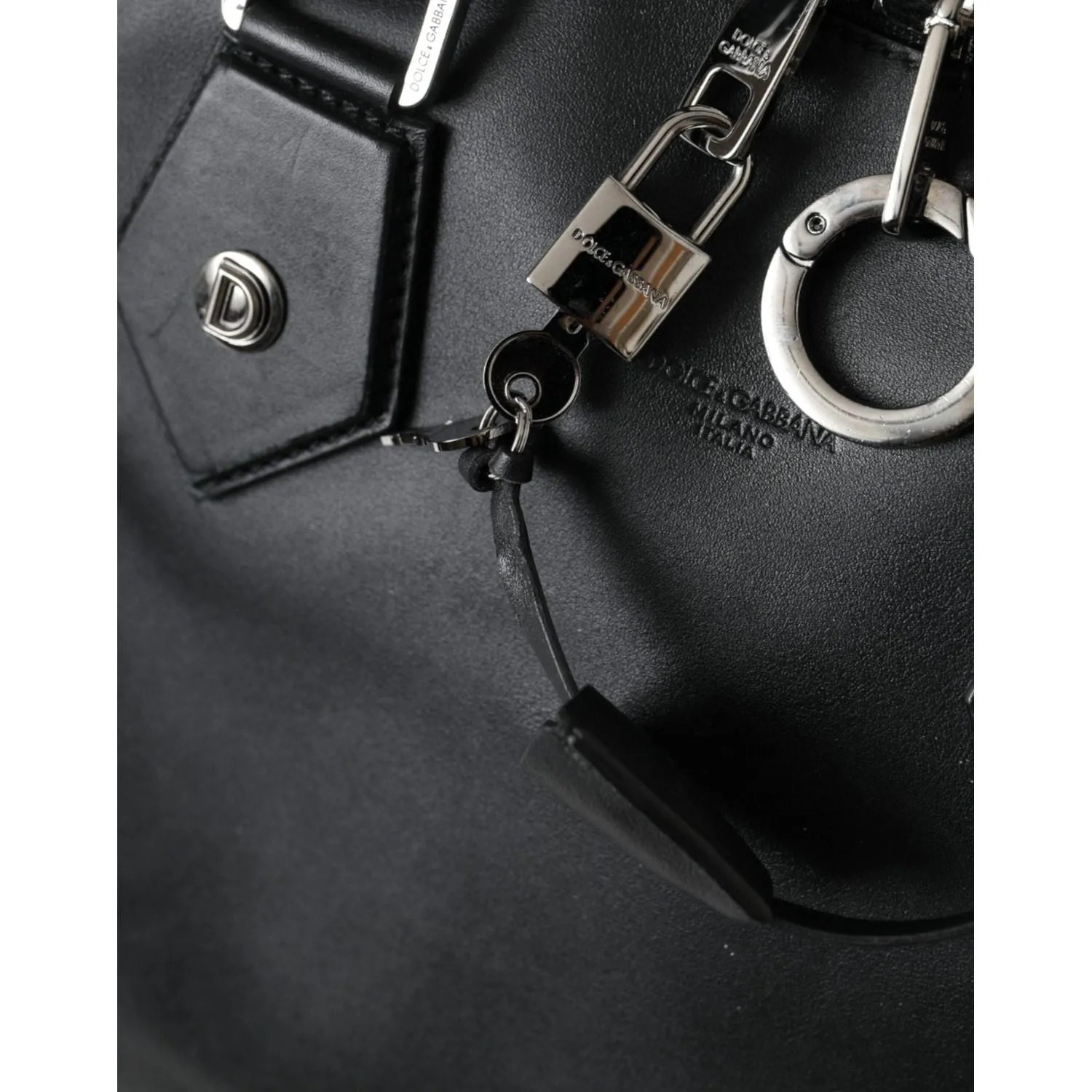 Dolce & Gabbana Black Washed Calfskin Biker Style Shopper Bag