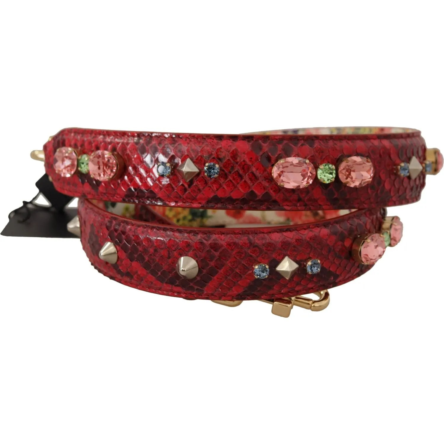 Dolce & Gabbana Elegant Red Python Leather Bag Strap