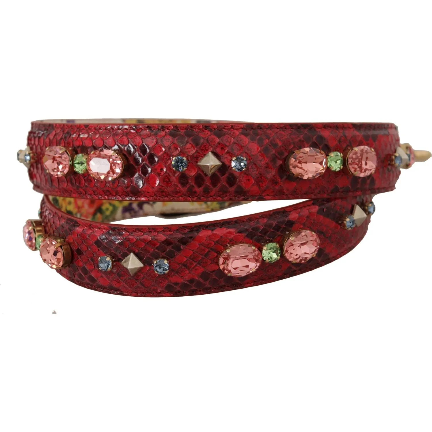 Dolce & Gabbana Elegant Red Python Leather Bag Strap