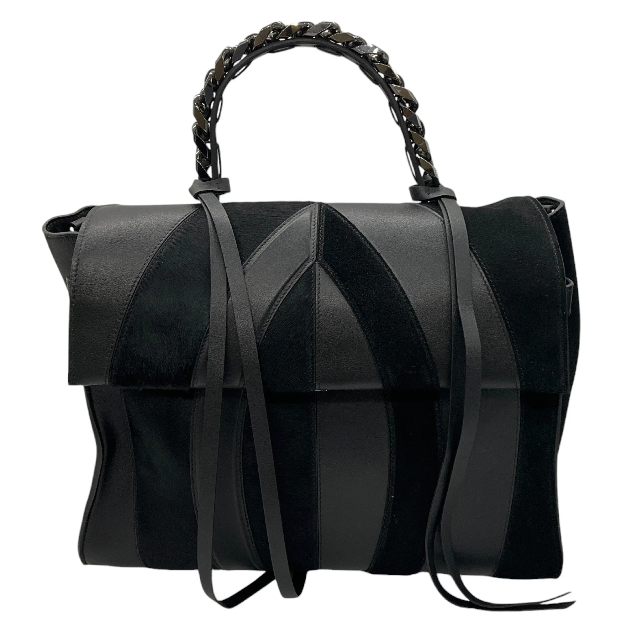 Elena Ghisellini Black Pony Hair and Leather Handbag