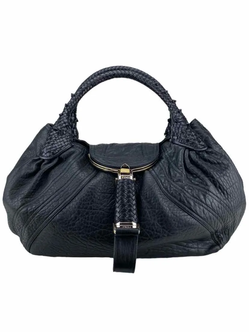 Fendi Women's Luxury Vintage Leather Spy Handbag Black