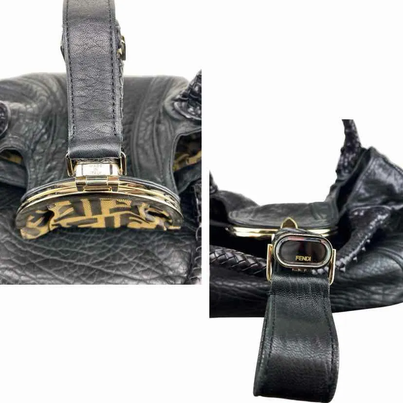 Fendi Women's Luxury Vintage Leather Spy Handbag Black