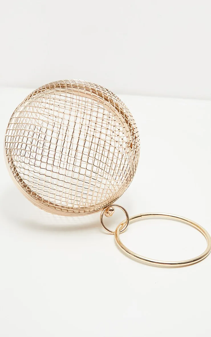 Gold Caged Sphere Clutch.