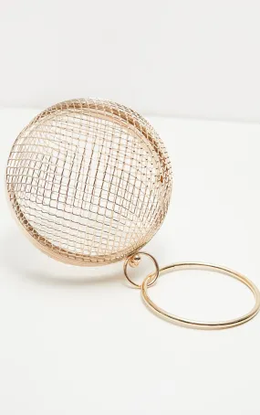 Gold Caged Sphere Clutch.