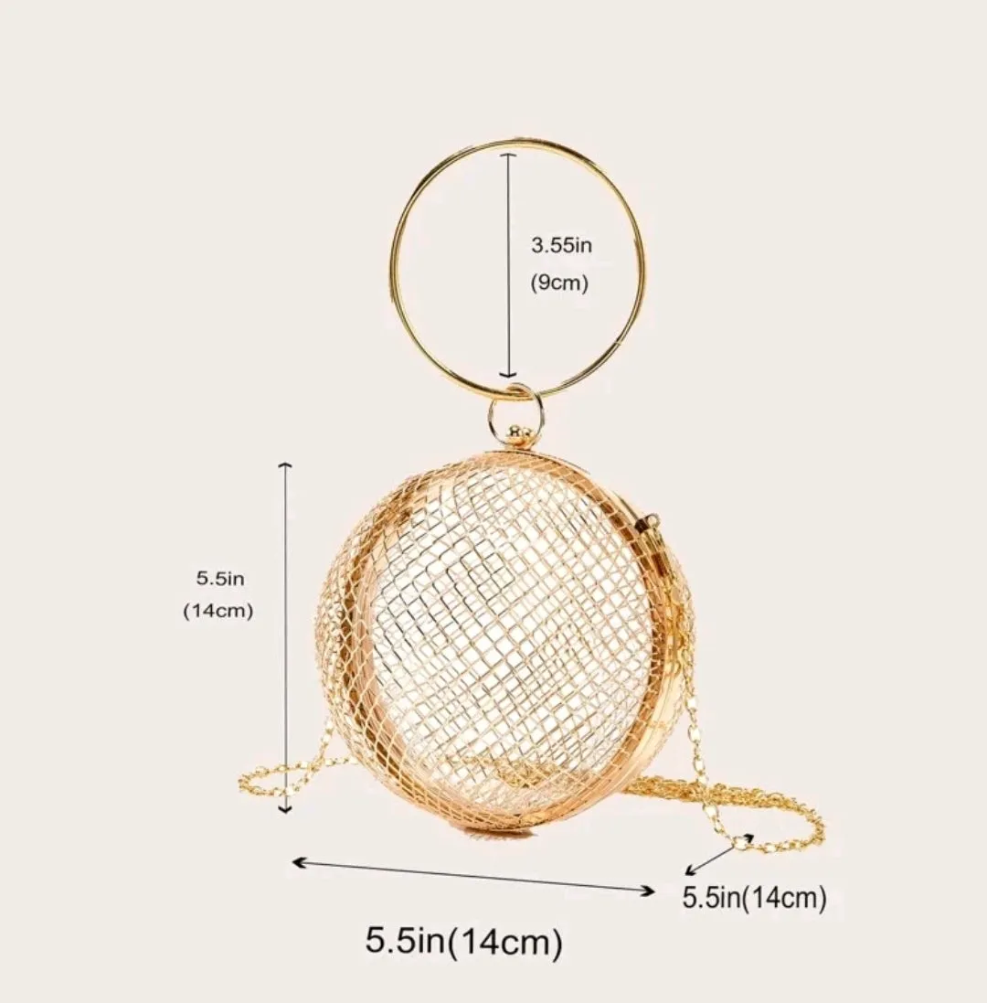 Gold Caged Sphere Clutch.