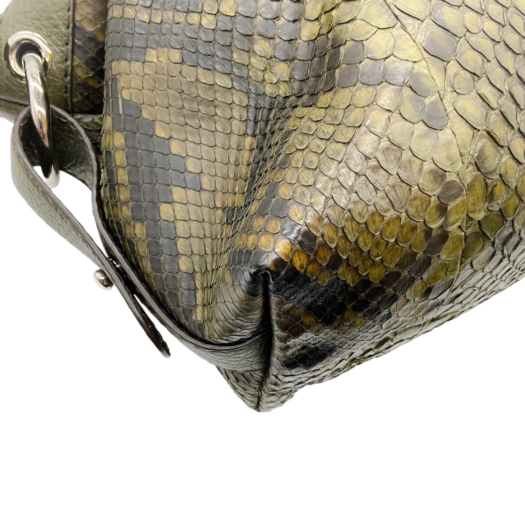 Gucci Green Python Bamboo Bar Bag