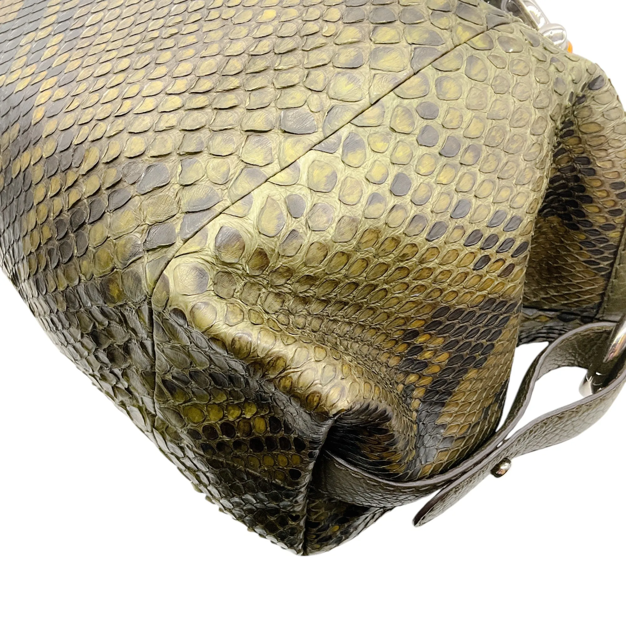 Gucci Green Python Bamboo Bar Bag