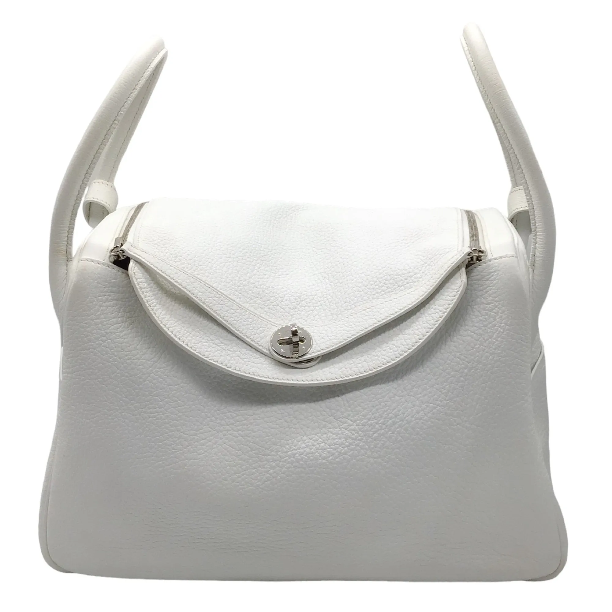 Hermes White 2007 Togo Leather Lindy Handbag