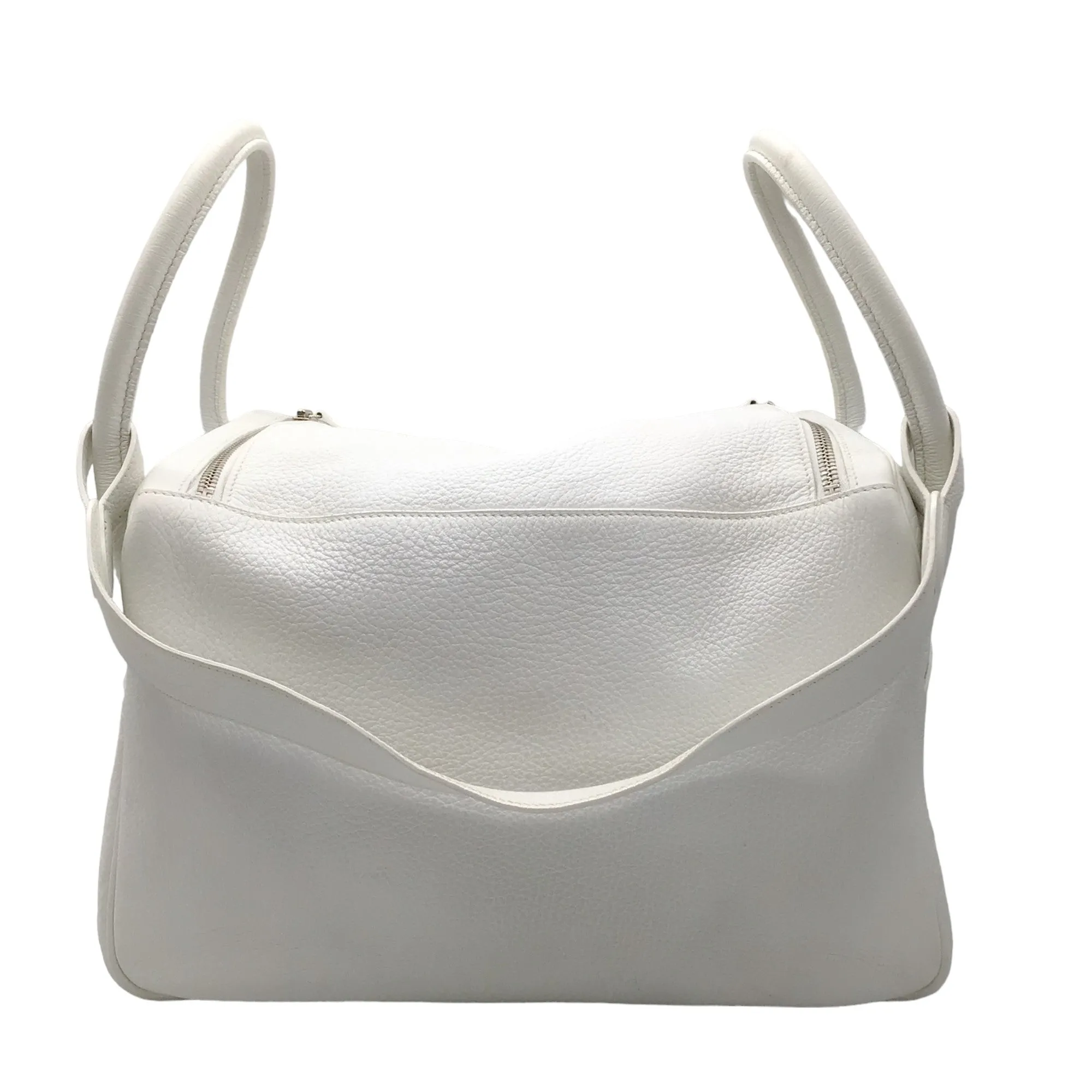 Hermes White 2007 Togo Leather Lindy Handbag