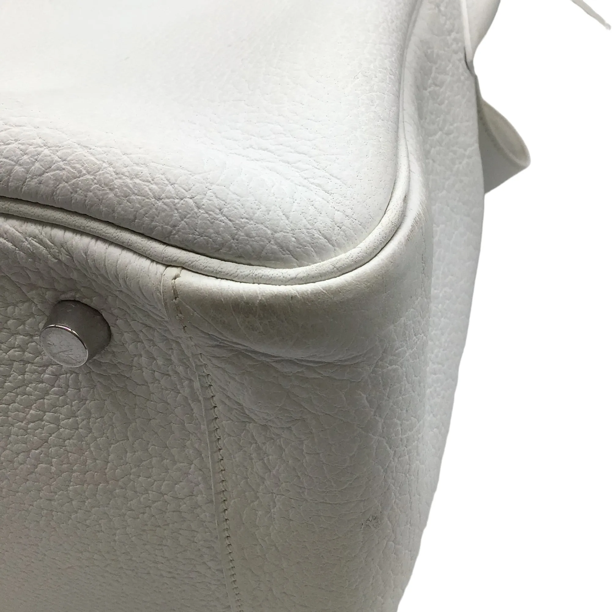 Hermes White 2007 Togo Leather Lindy Handbag