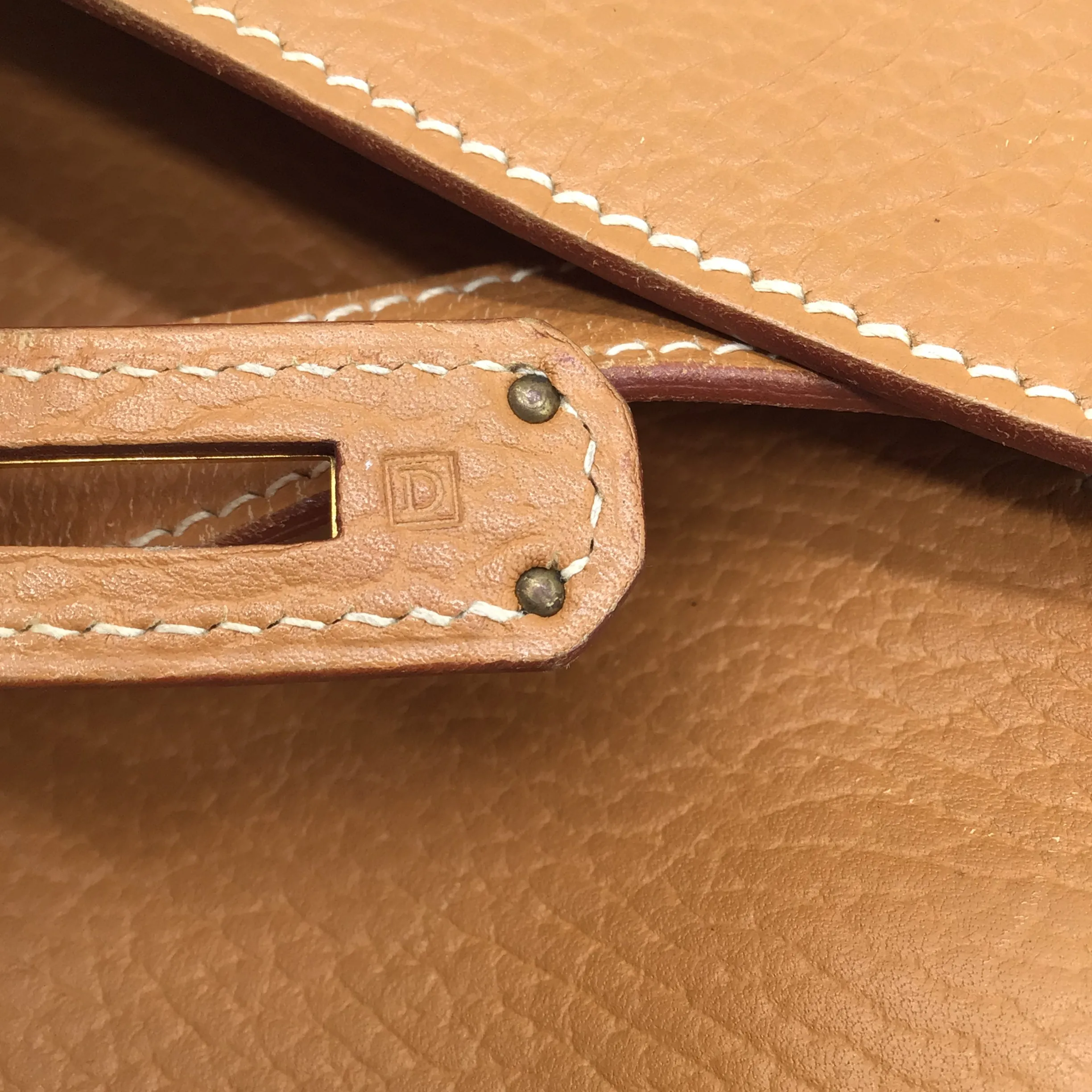 Hermès Kelly 35 Clemence Tan Leather Satchel