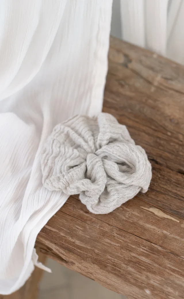 Jumbo Linen Blend Scrunchie Natural