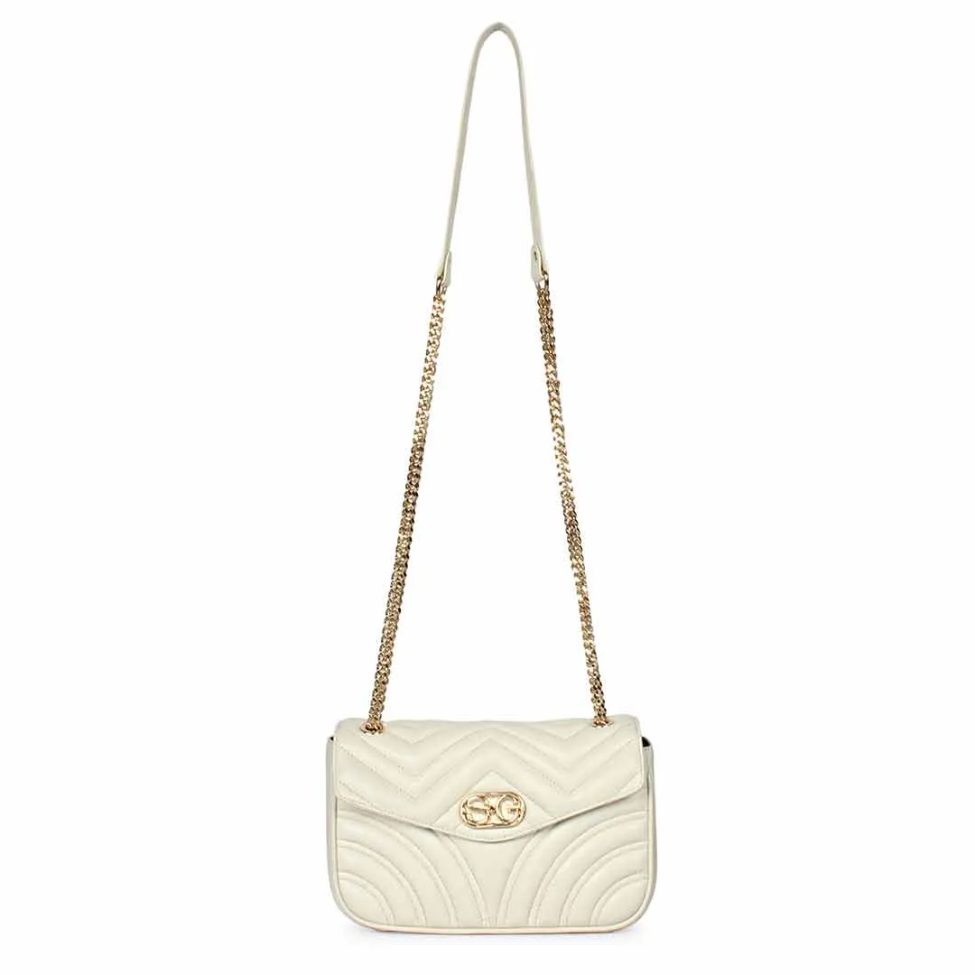 Laila Off White Hand Woven Leather Shoulder Bags