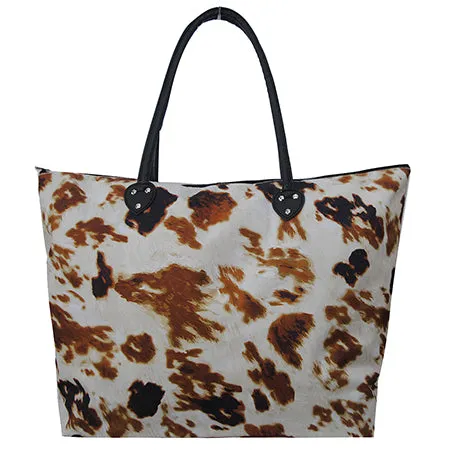 Large Cow Print Shoulder Travel Tote