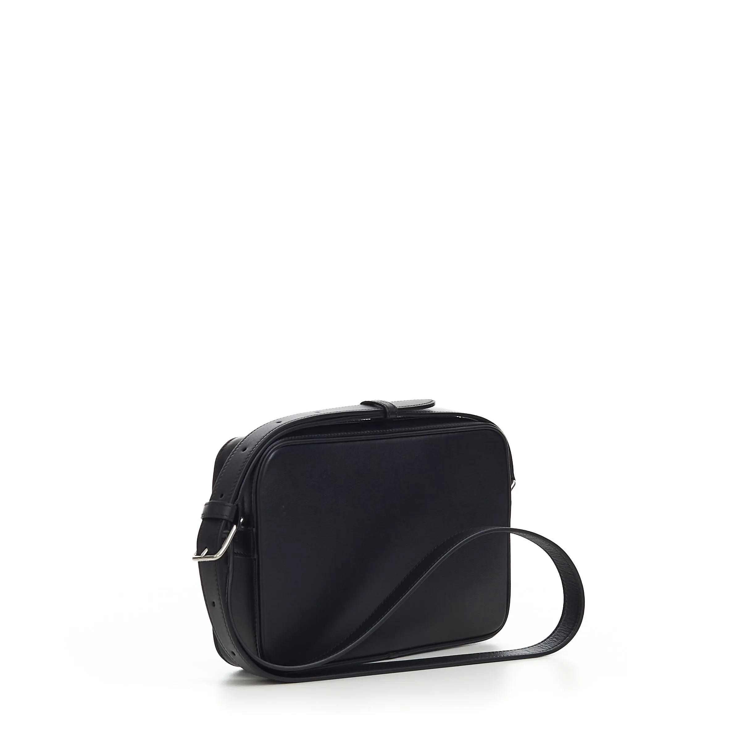 Medium Messenger Bag In Black Smooth Calfskin With Celine Print