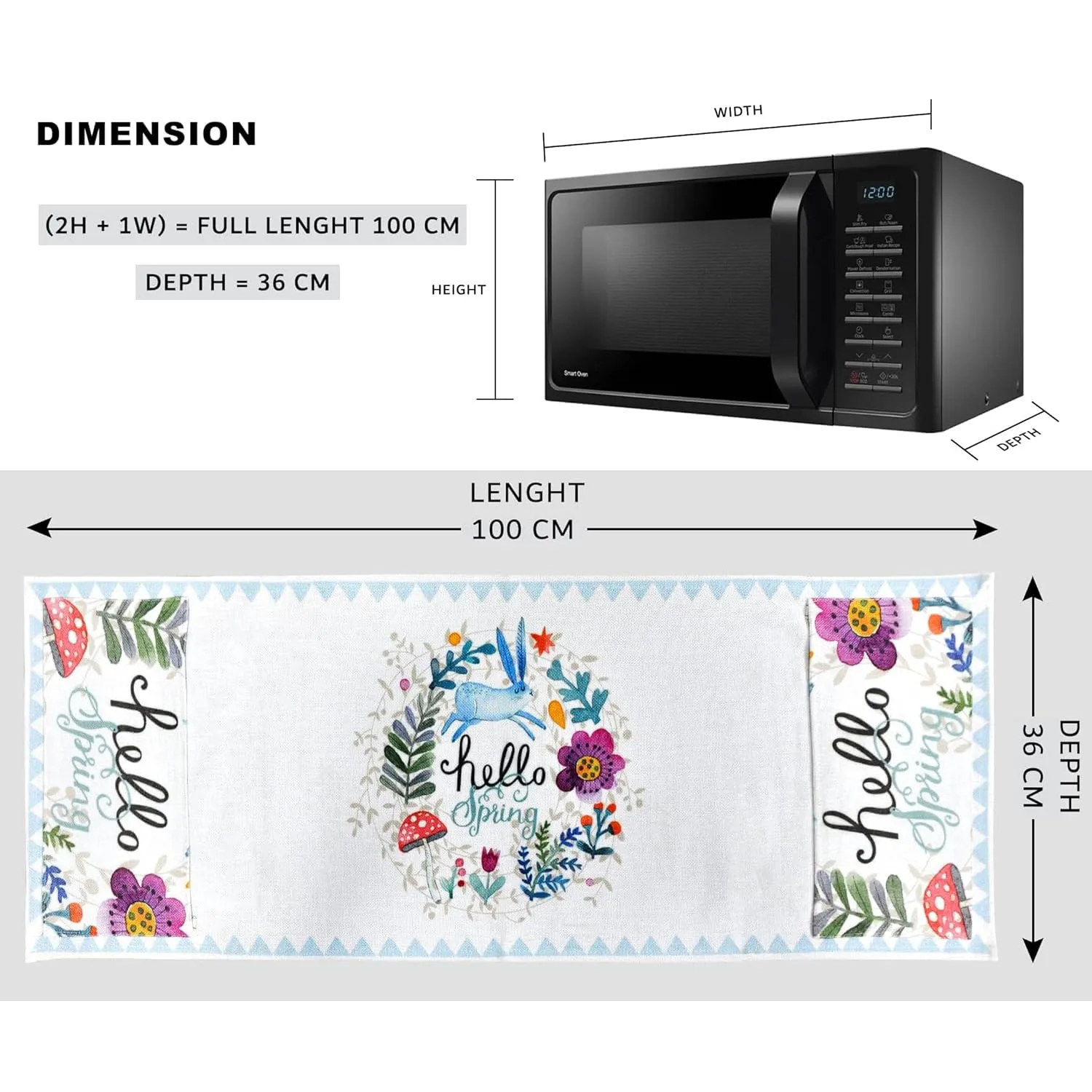 Microwave/Oven Top Cotton Cover (FABKUC) | Flower Rabbit