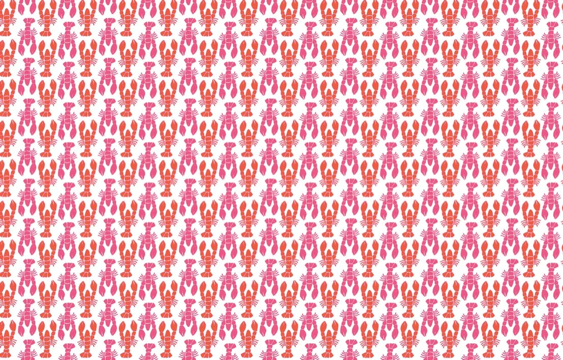 Pink Lobsters - Kate Nelligan Design Canvas Fabric by the Yard