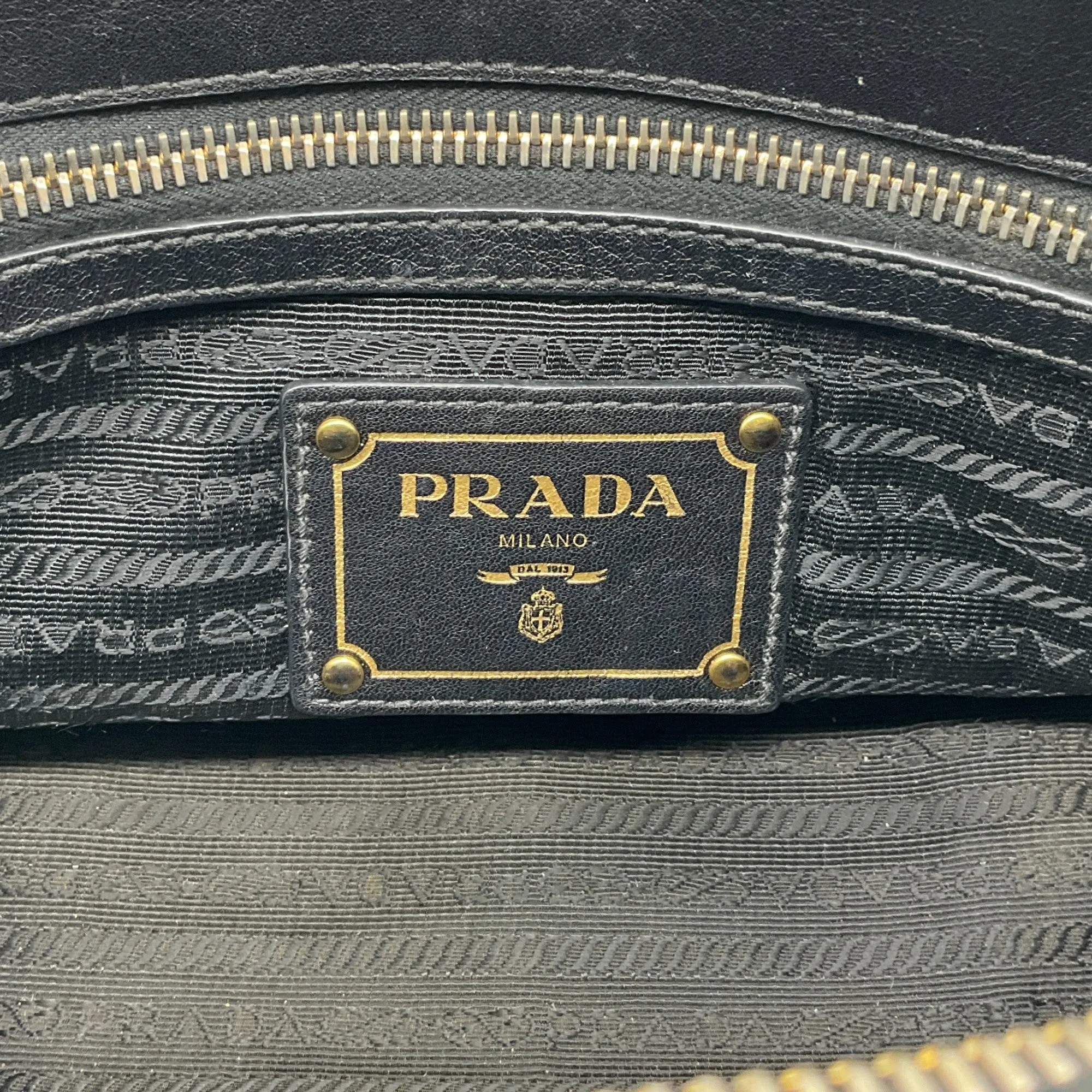 Prada Black Belted Tessuto Two Way Bag