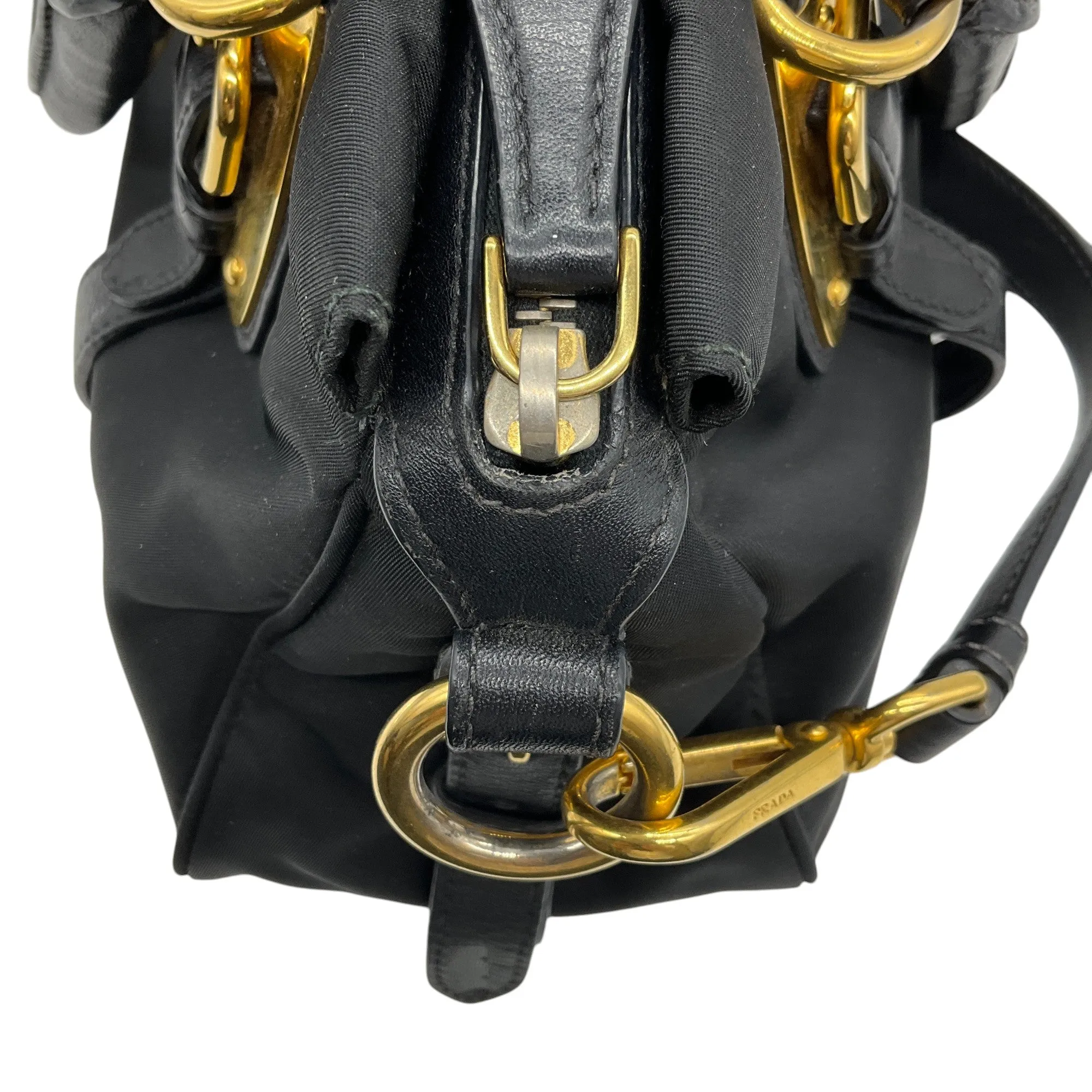 Prada Black Belted Tessuto Two Way Bag