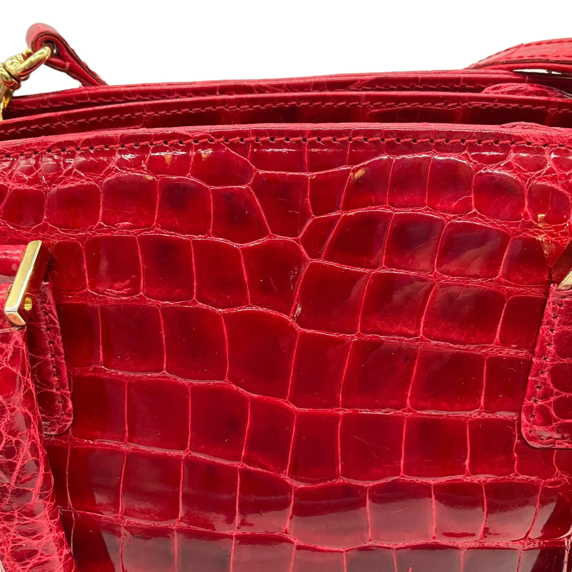 Suarez True Red Alligator Satchel