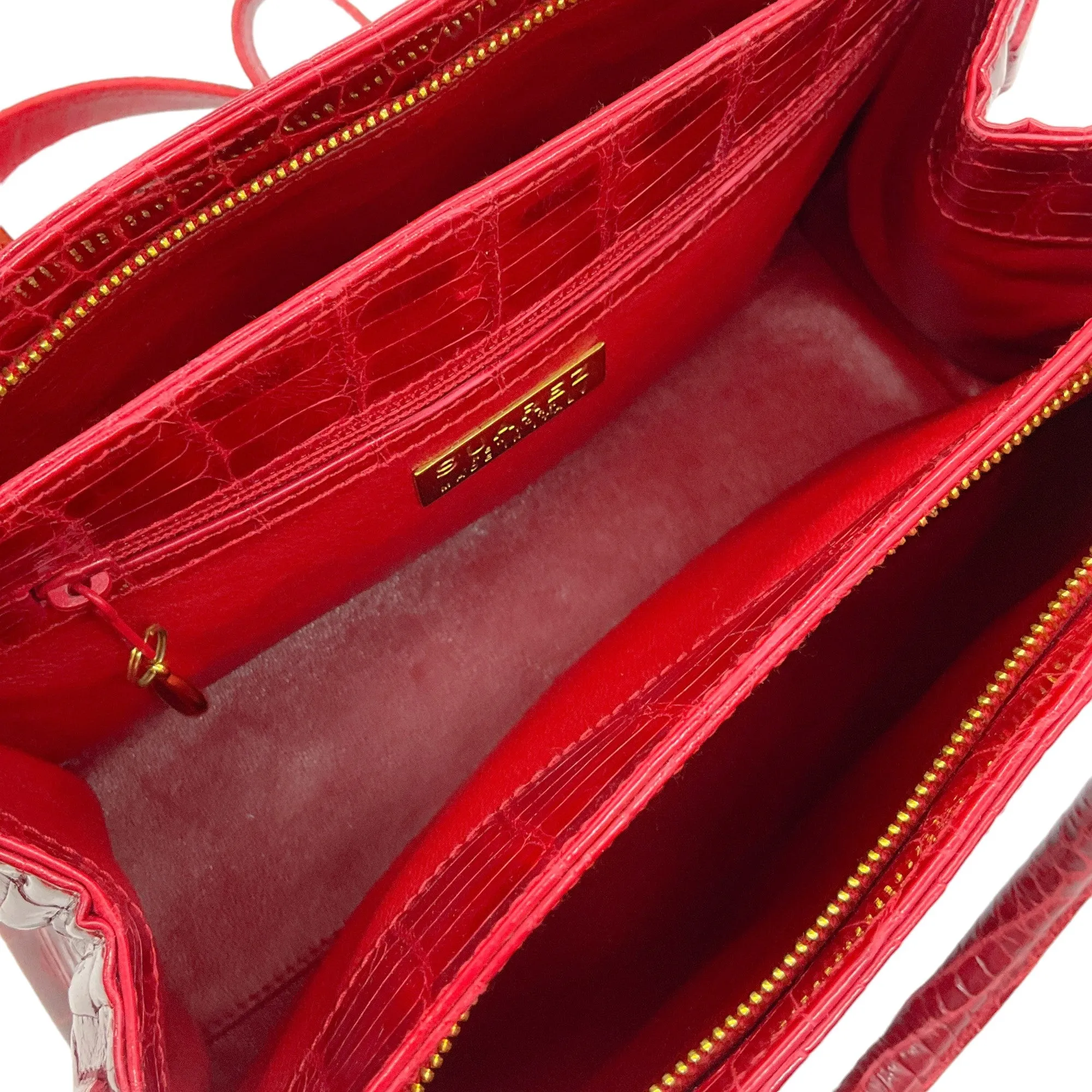 Suarez True Red Alligator Satchel