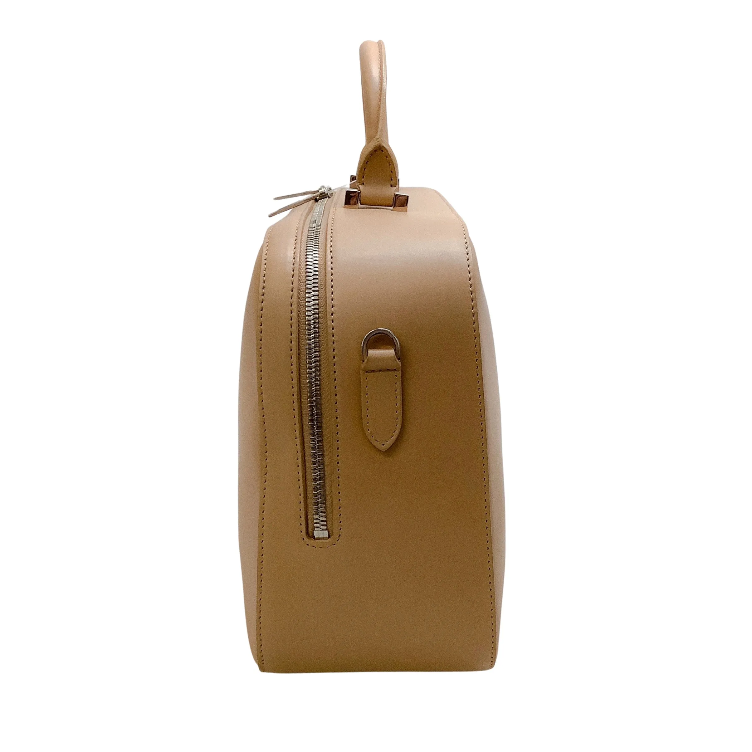 The Row Beige Leather Small Bowler Satchel