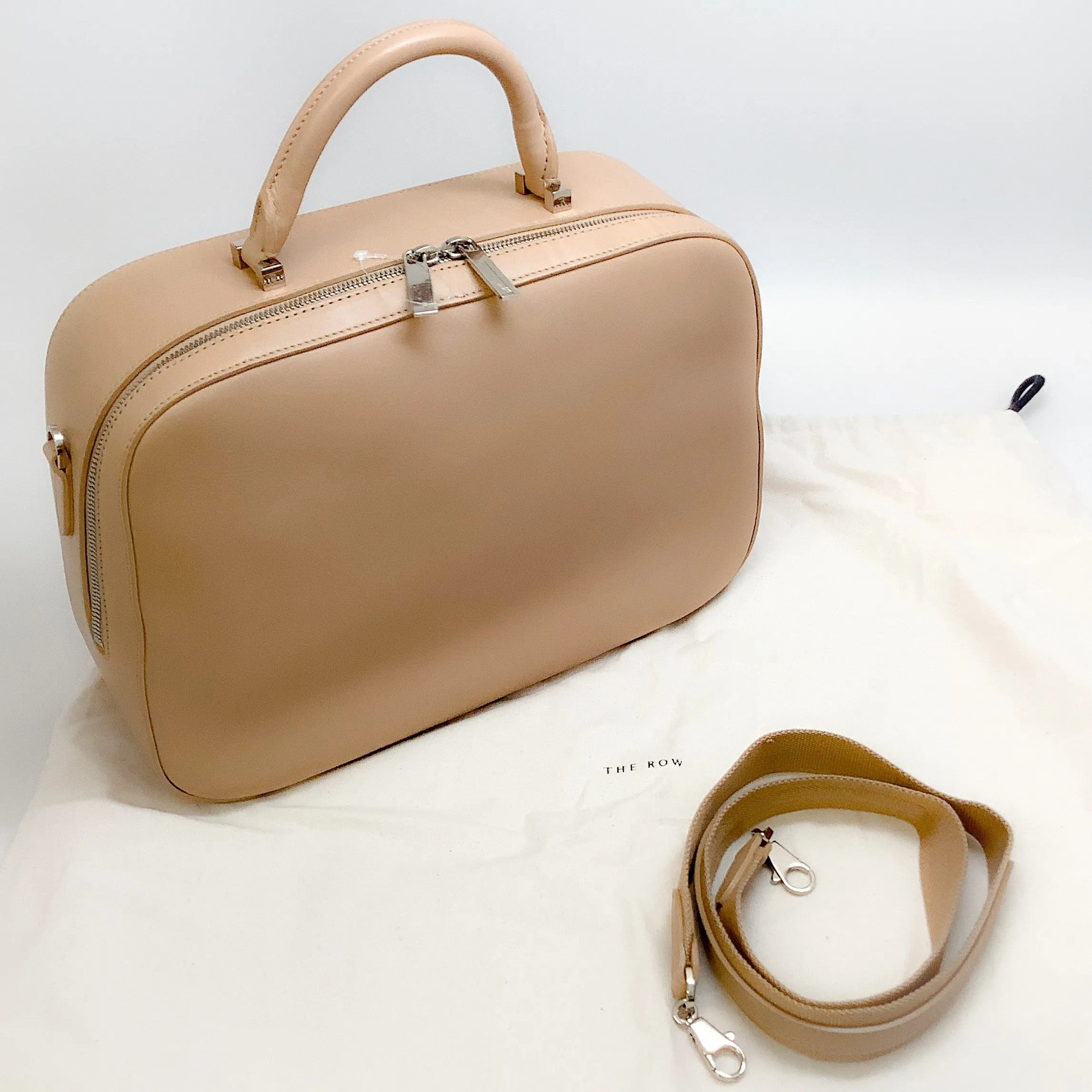 The Row Beige Leather Small Bowler Satchel