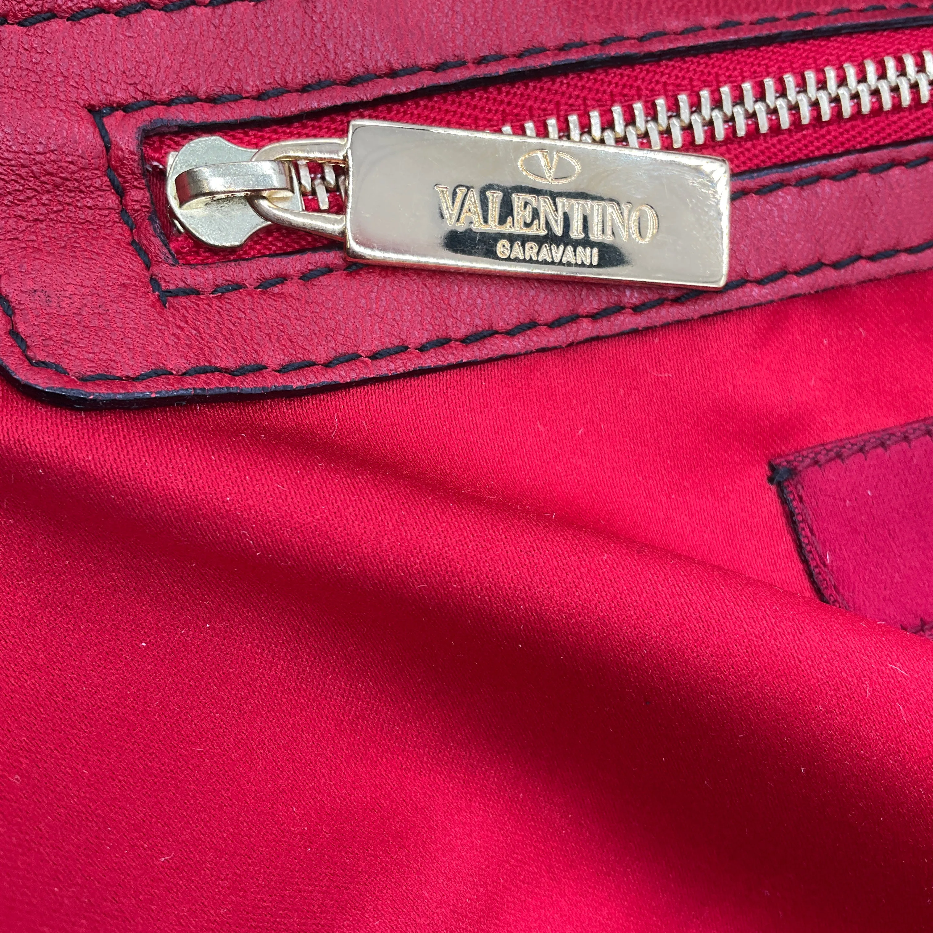 Valentino Red Ruffled Leather Idylle Handbag